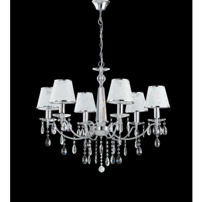 Image of BOEME 6 Light Chandeliers with Shades Chrome, Crystals And 68cm