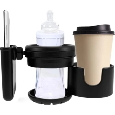 Image of 3 in 1 Pram Cup Holder with Phone Holder, Universal Drink Coffee Multifunctional for Pram, Pushchair, Buggy, Stroller, Bike, Wheelchair, Walker, Gifts Women, Mom, Men