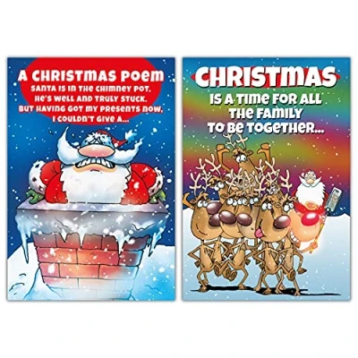 Image of Christmas Cards Multi pack, 10 Funny Pack Cards, 2 Different Designs, of Card, Rude