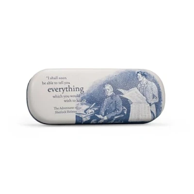 Image of Half Moon Bay Tell You Everything Sherlock Holmes Navy Blue/Grey 6.5 x 2.7 Inch Polyurethane Eyeglass Protective Hard Case, Blue/Grey,