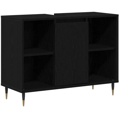 Image of vidaXL Vanity Unit Black Oak Engineered Wood Medium