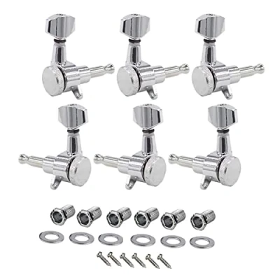 Image of 6 In Line Vintage Guitars Locking Tuners Tuning Pegs Machine Set For Strat Electric Guitar Heads