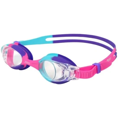 Image of Zoggs Unisex Youth Bondi Kids Goggles, Aqua/Purple/Clear Lenses, One Size