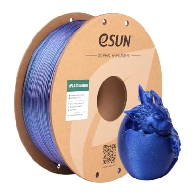 Image of eSUN Chameleon PLA Filament 1.75mm, Glitter 3D Printer Filament, Gradient Color Change Dimensional Accuracy +/ 0.05mm, 1KG Spool (2.2 LBS) for Printers, Galaxy Blue