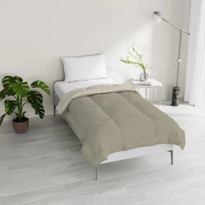 Image of Italian Bed Linen Winter Duvet Two Tone Dreams and Whims, Taupe/Cream, Single 150 x 200 cm