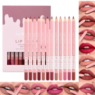 Image of Sitovely Matte Lip Liner Pencil Set, 12 Colors Nude Smooth Creamy Liner, Slim Velvet Lipstick, High Pigmented for Women