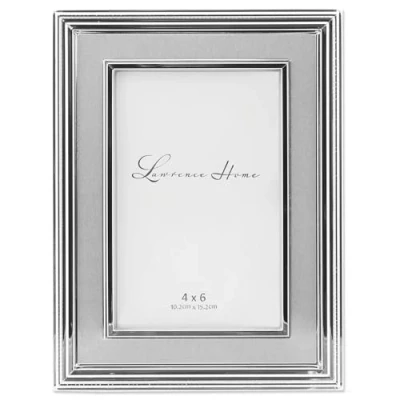 Image of Lawrence Frames Silver Plated Metal Picture Frame, Brushed Inner Panel, 4x6