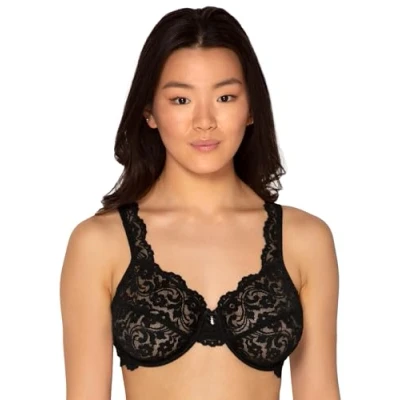 Image of Smart &amp; Sexy Women&#039;s Signature Lace Unlined Underwire Bra, Opaque, Black Hue, 34C (Pack of 2)