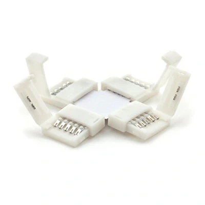 Image of SeKi RGBW 5 Pin Cross 10 mm Clip LED Strip Connector SMD5050 White RGB + W