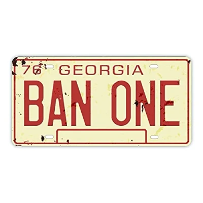 Image of Panguru Smokey &amp; The Bandit BAN ONE Embossed License Plate Replica, Vintage Style, State of Georgia, Metal Stamped Auto Number Tag, 12x6 inch