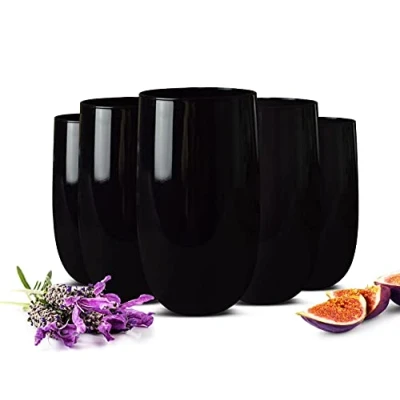 Image of Sendez 6 Black Drinking Glasses 420 ml Water Juice Cocktail Long Drink