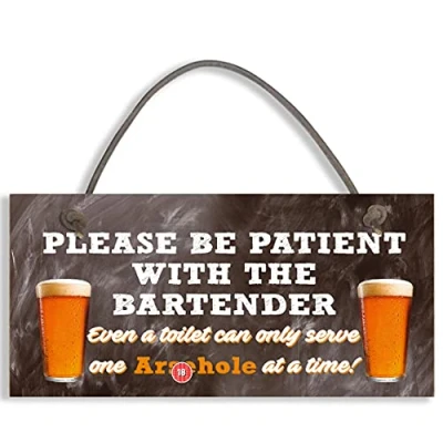 Image of Bartender FUNNY Pub Landlord Alcohol Rude Gift Hanging Plaque Man Cave Bar Sign #1114