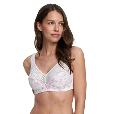 Image of Susa Women&#039;s Baumwoll BH Basic Bra, weiß/Rose Print,