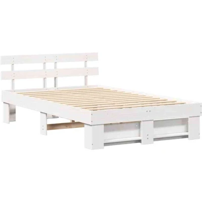 Image of With Headboard White 120 x 190 cm Solid pine wood Vidaxl