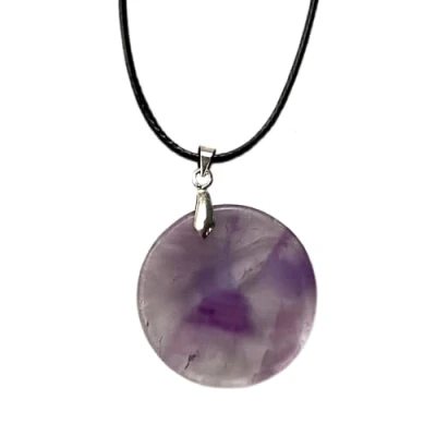Image of VIE Coin Pendant, Black Cord (Amethyst)