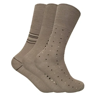 Image of Sock Snob Mens Loose Fitting Top Bamboo Socks 12 Pair Multipack Diabetic Friendly with Soft (6 11, Beige)