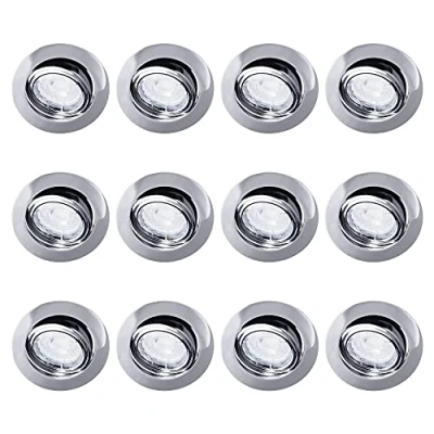 Image of LITECRAFT Recessed Downlight Tiltable Diecast GU10 Spotlight in Polished Chrome 12 Pack