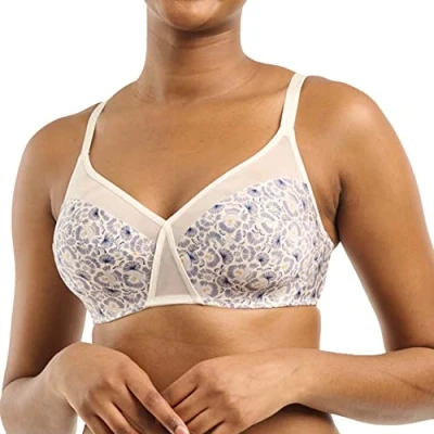 Image of Sans Complexe Women&#039;s Complice Bra, Blumendruck, Elfenbein/Blau, 85E