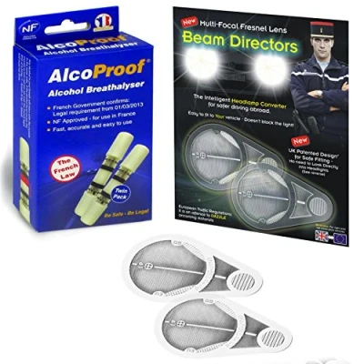 Image of Family Motoring &amp; Leisure Headlamp Beam Adaptors Fresnel Lens + 2 French Breathalysers