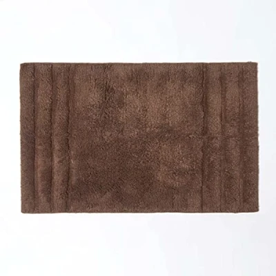 Image of HOMESCAPES Spa Supreme Bath Mat, Chocolate, Very Heavy 1800 GSM, Super Soft Plush Cotton Rug, 50x80cm, Washable at Home.