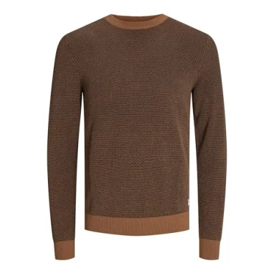 Image of JACK &amp; JONES Men&#039;s Jjeglobe Knit Crew Neck Noos Jumper, Mocha Bisque, L