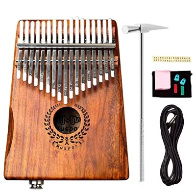 Image of Alnicov 17 Keys Acacia EQ Kalimba,Electric Finger Thumb Piano Built in Pickup With 6.35mm Audio Interface for Beginners Professional Musical Instruments