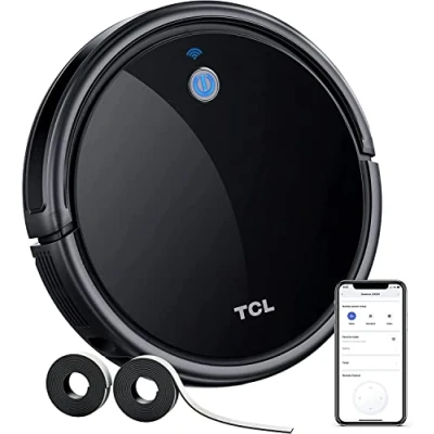 Image of TCL Robot Vacuum Cleaner, Super Thin, 2000Pa Strong Suction, Quiet, Self Charging Robotic Cleaner with HEPA Filter, 150 Mins Runtime, Cleans Hard Floors &amp; Carpets, Black B200A00UK