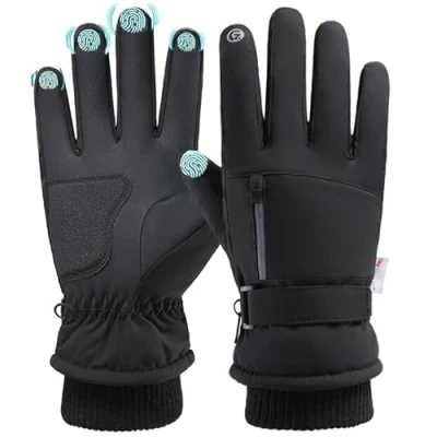 Image of BSLVWG Winter Thermal Gloves for Men, 20℉ Coldproof Full Finger Touchscreen Ski Waterproof Warm Snowboarding, Cycling, Running, Climbing, Hiking,Winter Outdoor Sports (Black)