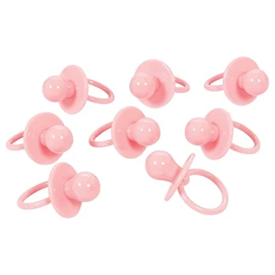 Image of Amscan 380102 3.5 x 6 cm Pink Pacifier Charms Pack of 8