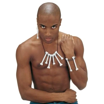 Image of Bone Jewellery Set Accessory for Prehistoric Caveman Fancy Dress