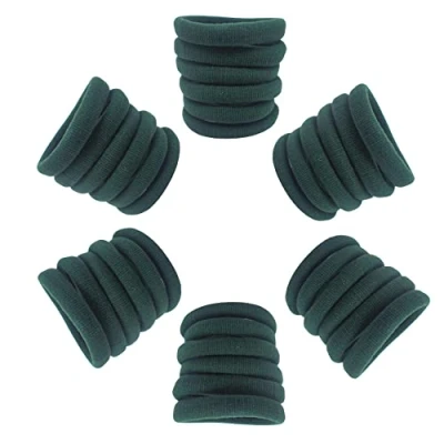 Image of Topkids Accessories 36 pc Thick hair bands for Women and Girls, Bobbles elastic Hairbands Ponytail Ties Elastics No Damage (Bottle Green)