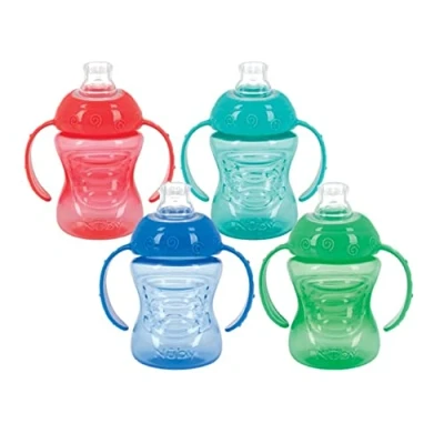 Image of Nuby No Spill Super Spout Grip N&#039; Sip 4M+ 4 Count (ASSORTED COLORS)