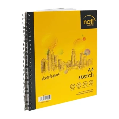 Image of Noti Sketch Pad A4 Wirebound 100 Pages (50 Sheets) 170gsm Smooth Cartridge Paper