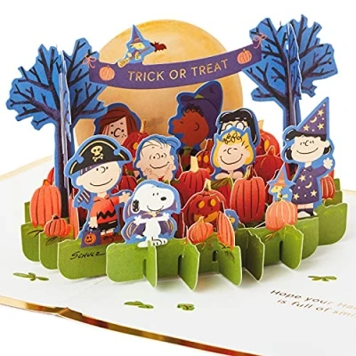 Image of Hallmark Signature Paper Wonder Peanuts Pop Up Halloween Card (Pumpkin Patch) (1499HEH5015)