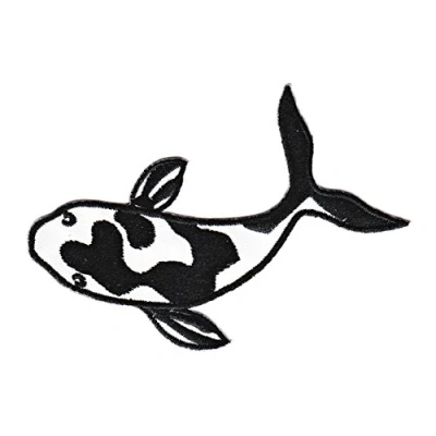 Image of Fish Koi Carp Black Iron On Patch 9.3 x 5.0 cm