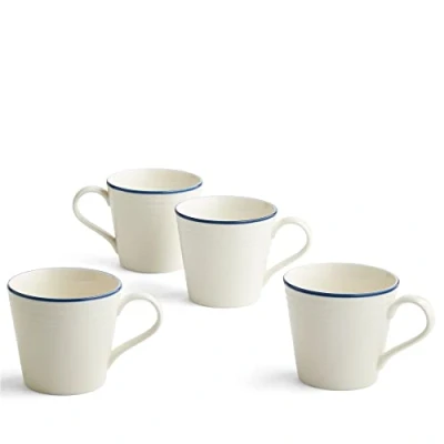 Image of Royal Doulton Mugs, Stoneware, Designed to Mix &amp; Match, Gordon Ramsay Maze Mug 400ml/13.5flo,z Denim Line, Set of 4, Blue