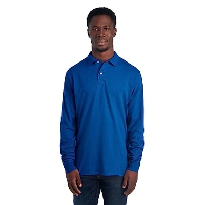 Image of Jerzees Men&#039;s Long Sleeve Polo Shirts, SpotShield Stain Resistant, Sizes S 2x, Royal, Medium