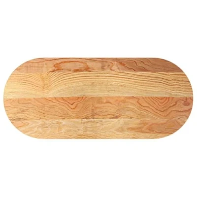 Image of vidaXL Oval Solid Oak Wood Table Top Light Brown, 140x60 cm Versatile for Coffee/Bar/Side Unique Grain Pattern, Easy to Clean, Customizable Assembly