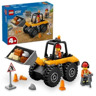 Image of LEGO City Yellow Construction Wheel Loader Toy Vehicle Building Set for Toddlers, 4+ Year Old Boys &amp; Girls Preschool Montessori Gift Ideas 60450