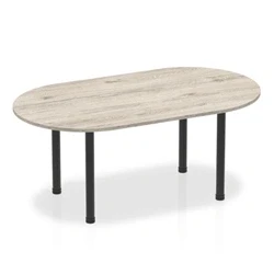 Image of Impulse 1800mm Boardroom Table Grey Oak Top Black Post Leg
