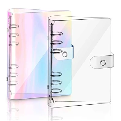Image of 2 PCS A5 Rainbow Soft PVC Notebook Binder, Refillable Paper Clear Cover, Loose Leaf Personal Planner Binder (A5)