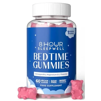 Image of Bedtime Gummies 60 Sugar Free 1900mg High Strength Formula Alternative to Sleep Tablets for Adults Ashwagandha, Magnesium, L Theanine, Chamomile Berry Flavour Vegan &amp; Gluten