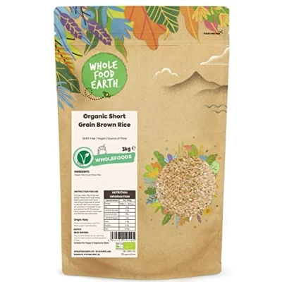 Image of Wholefood Earth Organic Short Grain Brown Rice 3kg GMO Free Vegan Source of Fibre Certified