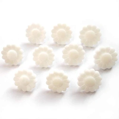 Image of Lightweight Daisy Flower Centre Pop Buttons 15mm Wide Pack of 10 (White)
