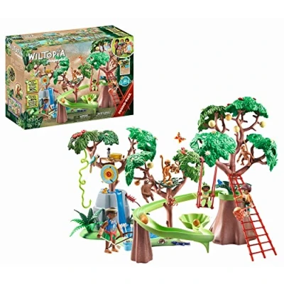 Image of Playmobil 71142 Wiltopia Tropical Jungle Playground, Incl. Waterfall, ball track &amp; Swings, Educational Toys, for the Little and Big Explorers, Sustainable Toy Children Ages 4+