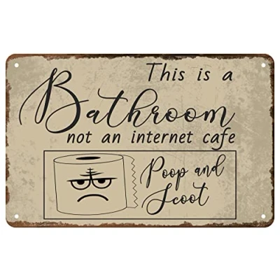 Image of This is a Bathroom Not an Internet Cafe Washroom Tin Sign Wall Decor, Funny Art Iron Painting Signs Vintage Poster for Bar Pub Home Crafts 8x12 Inch