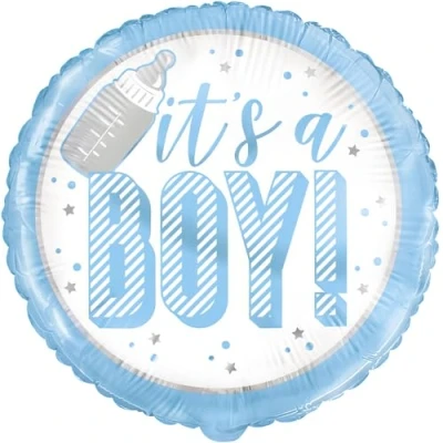 Image of It&#039;s a Boy Blue Foil Balloon (45cm) Chic, Unique &amp; Elegant Design Perfect for Baby Showers Gender Reveal Parties 1 Pc