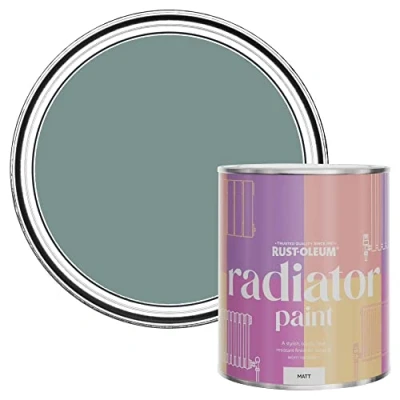 Image of Rust Oleum Blue Heat Resistant Radiator Paint in Matt Finish Coastal 750ml, SHDRCT1126