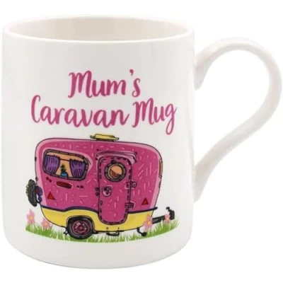 Image of lesser and pavey LP94873 Ceramic Mug Mum&#039;s Caravan design 1 Pc, White &amp; Pink, Count (Pack of 1)