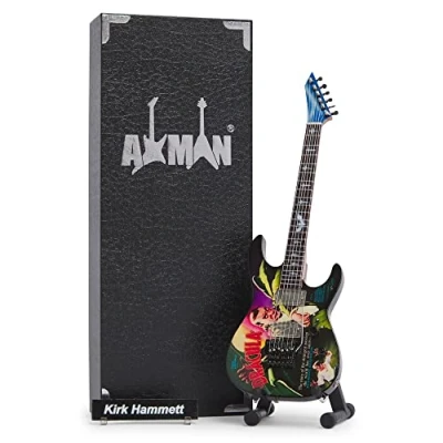 Image of Axman Kirk Hammett (Dracula) Miniature Guitar Replica Music Gifts Handmade Ornamental 1/4 Scale Display Box, Name Tag and Stand Included